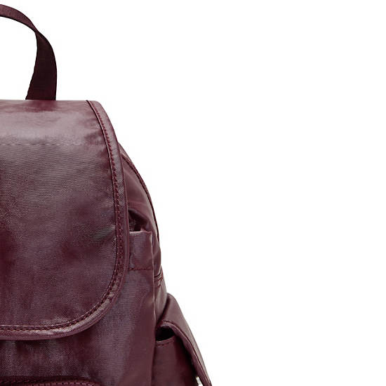 Kipling City Pack Mini Metallic Backpacks Burgundy Lacquer | AU 1492FD